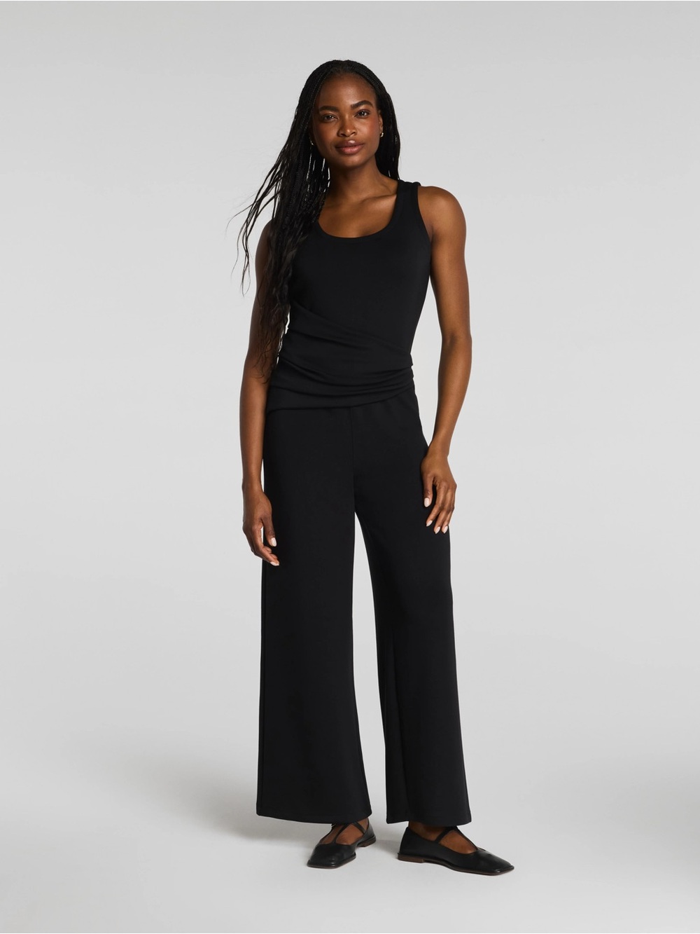Spanx AirEssentials Draped Sleeveless Jumpsuit Very Black 2X Tall